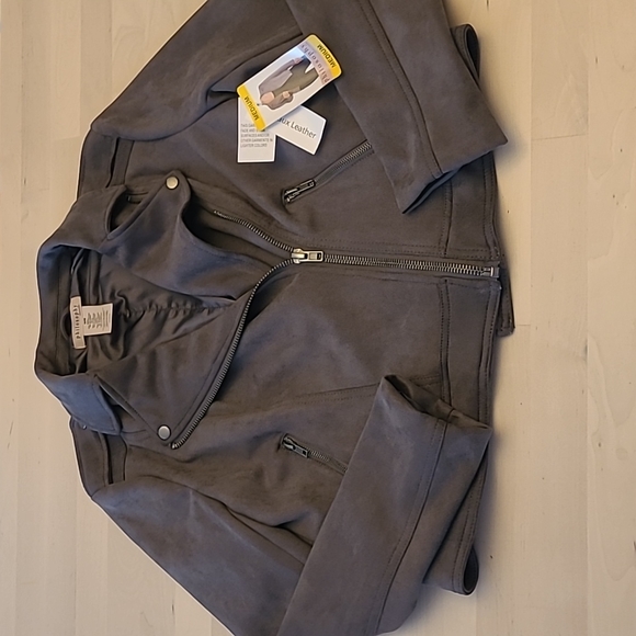 Philosophy Jackets & Blazers - NWT Philosophy Charcoal Grey Faux Suede Fully Lined Moto Jacket
